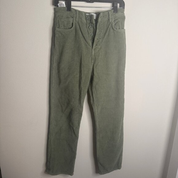 Reformation Women's 27 Green Cynthia Moss High Rise Corduroy Mom Jeans Casual - Picture 2 of 5